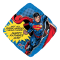 Blue Superman balloon with superhero and Happy Father's Day theme from Parte Haus party supply store in Bethesda MD