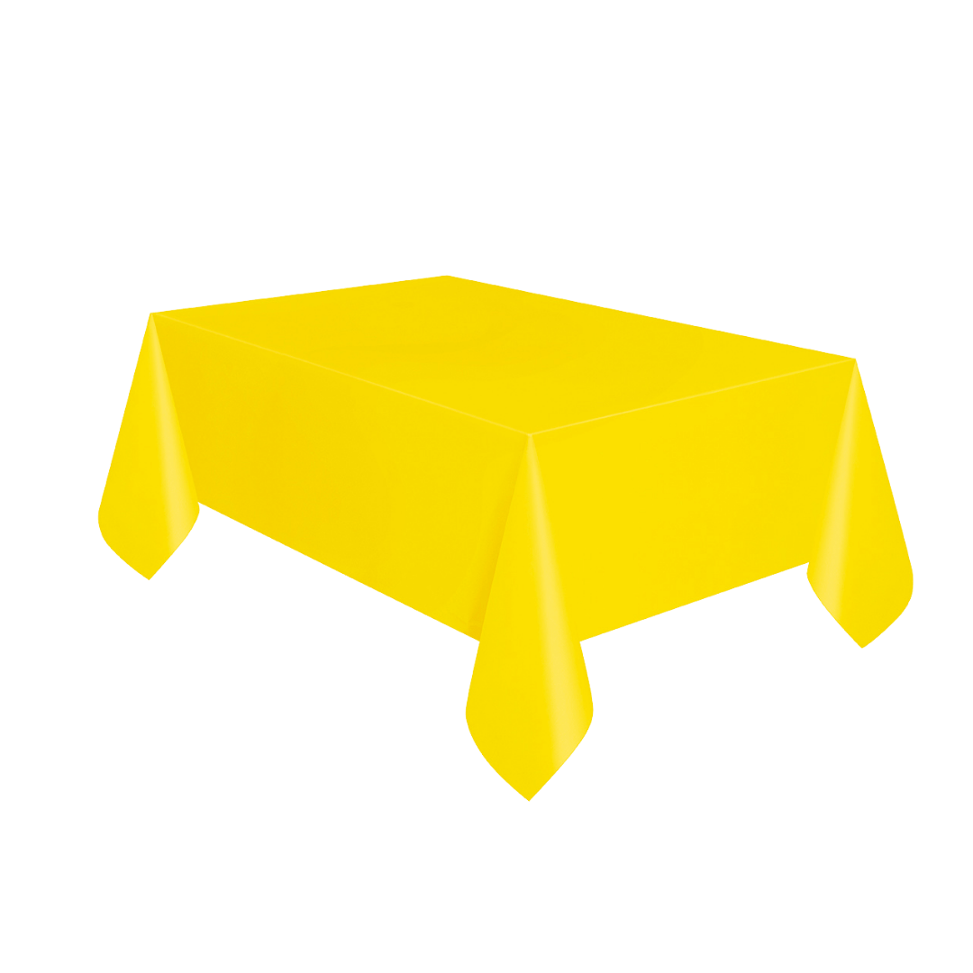 Yellow table cover rectangular tablecloth for birthday from Parte Haus party supply store in Bethesda Maryland