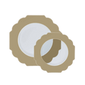 Gold and white scalloped edge plates for celebrations from Parte Haus party supply store in Bethesda Maryland