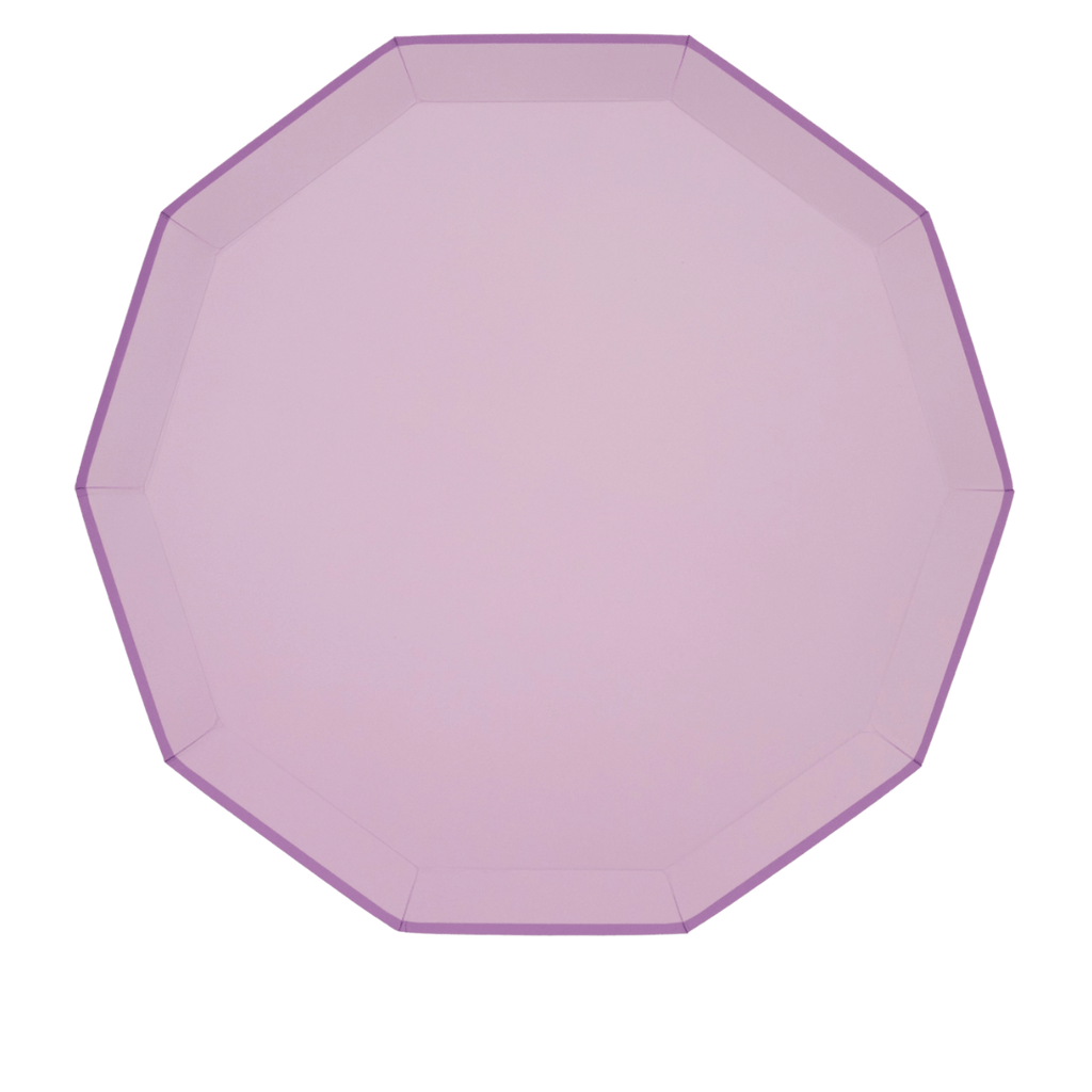 Light purple octagon plate simple design great for birthday from Parte Haus party supply store in Bethesda Maryland