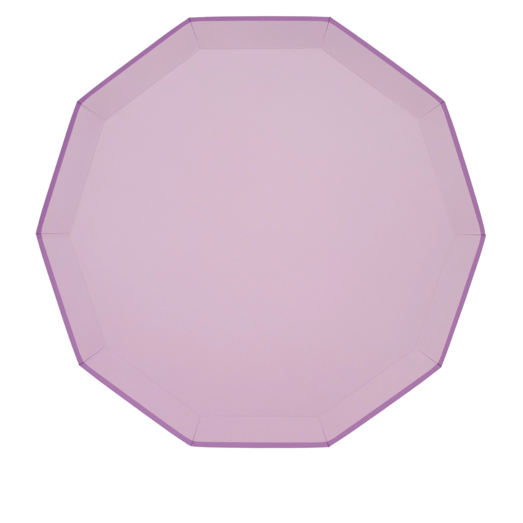 Light purple octagon plate simple design great for birthday from Parte Haus party supply store in Bethesda Maryland