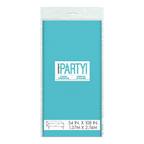 Blue plastic table cover in packaging birthday theme from Parte Haus party supply store in Bethesda MD