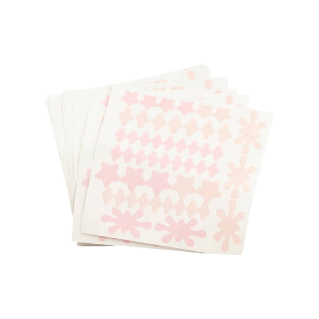 Pink sticker sheets with stars and abstract shapes birthday theme from Parte Haus party supply store in Bethesda MD