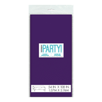 Purple plastic tablecover packaged for birthday celebration from Parte Haus party supply store in Bethesda Maryland