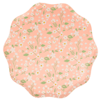 Peach floral plate with scalloped edges spring garden theme from Parte Haus party supply store in Bethesda Maryland