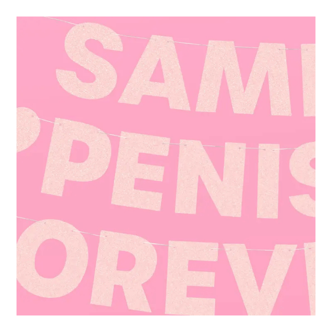 Pink Glitter "Same Penis Forever" Banner