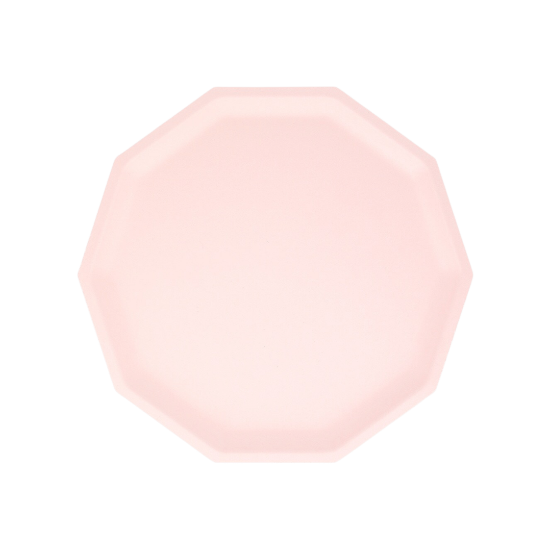 Light pink octagon plate with simple design birthday theme from Parte Haus party supply store in Bethesda MD