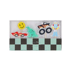 colorful birthday candles with car dinosaur monster truck smiley face and robot for kids from Parte Haus party supply store in Bethesda Maryland