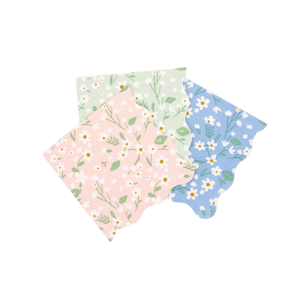 Pastel floral napkins with scalloped edges spring theme from Parte Haus party supply store in Bethesda Maryland