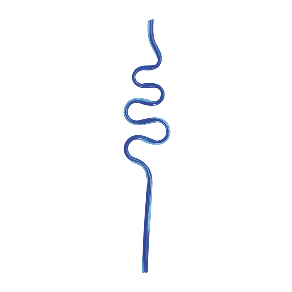 Blue curly straw fun wavy design from Parte Haus party supply store in Bethesda MD
