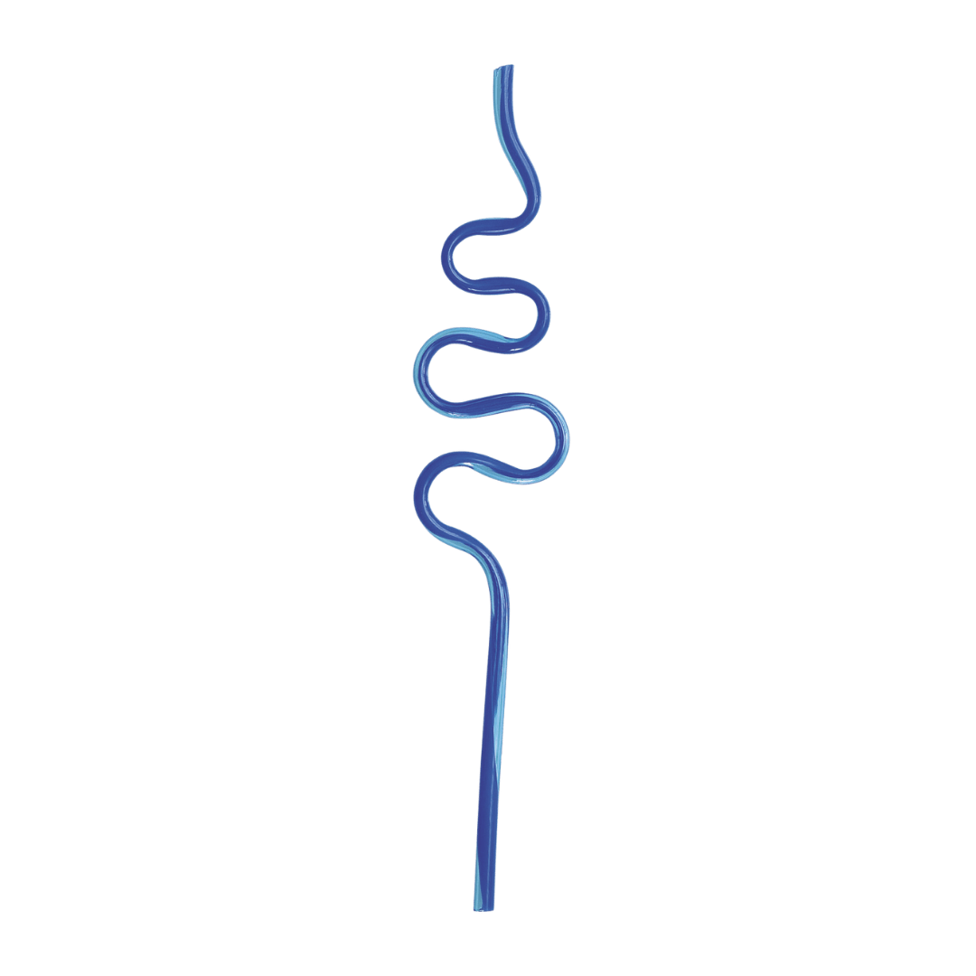 Blue curly straw fun wavy design from Parte Haus party supply store in Bethesda MD