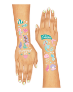 Colorful mermaid temporary tattoos with sea creatures under the sea theme from Parte Haus party supply store in Bethesda MD