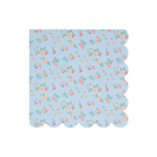 Light blue floral napkin with scalloped edges for spring from Parte Haus party supply store in Bethesda MD