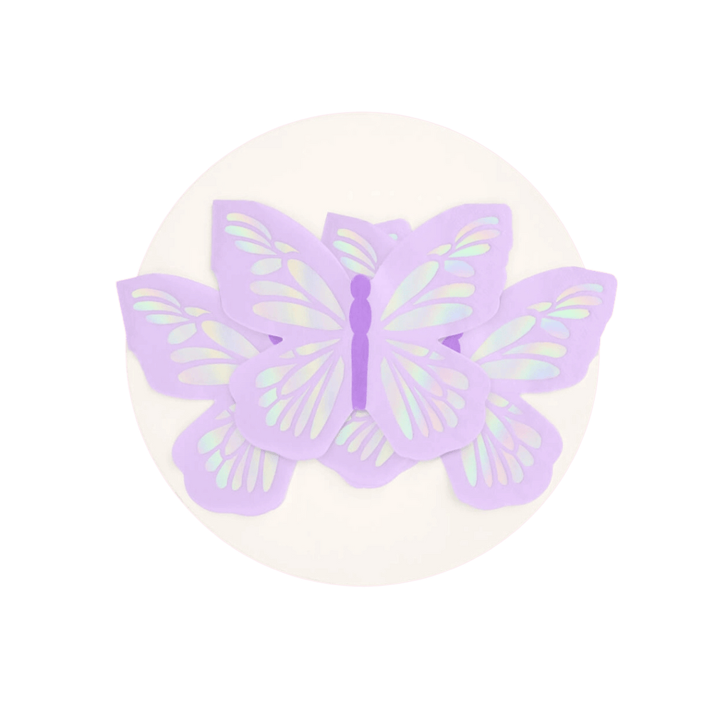 Lavender butterfly cake topper with shimmer wings for birthday from Parte Haus party supply store in Bethesda Maryland