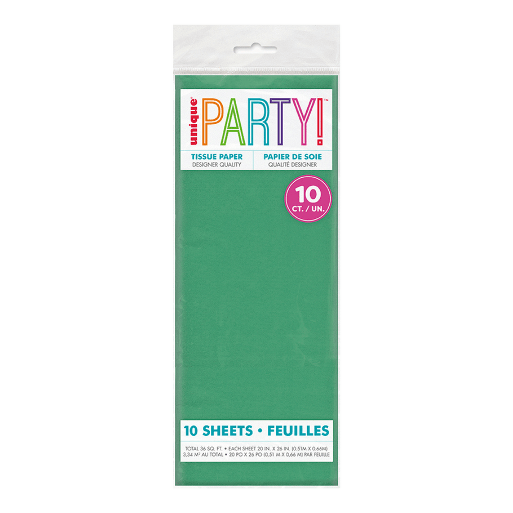 Green tissue paper pack for birthday theme from Parte Haus party supply store in Bethesda Maryland