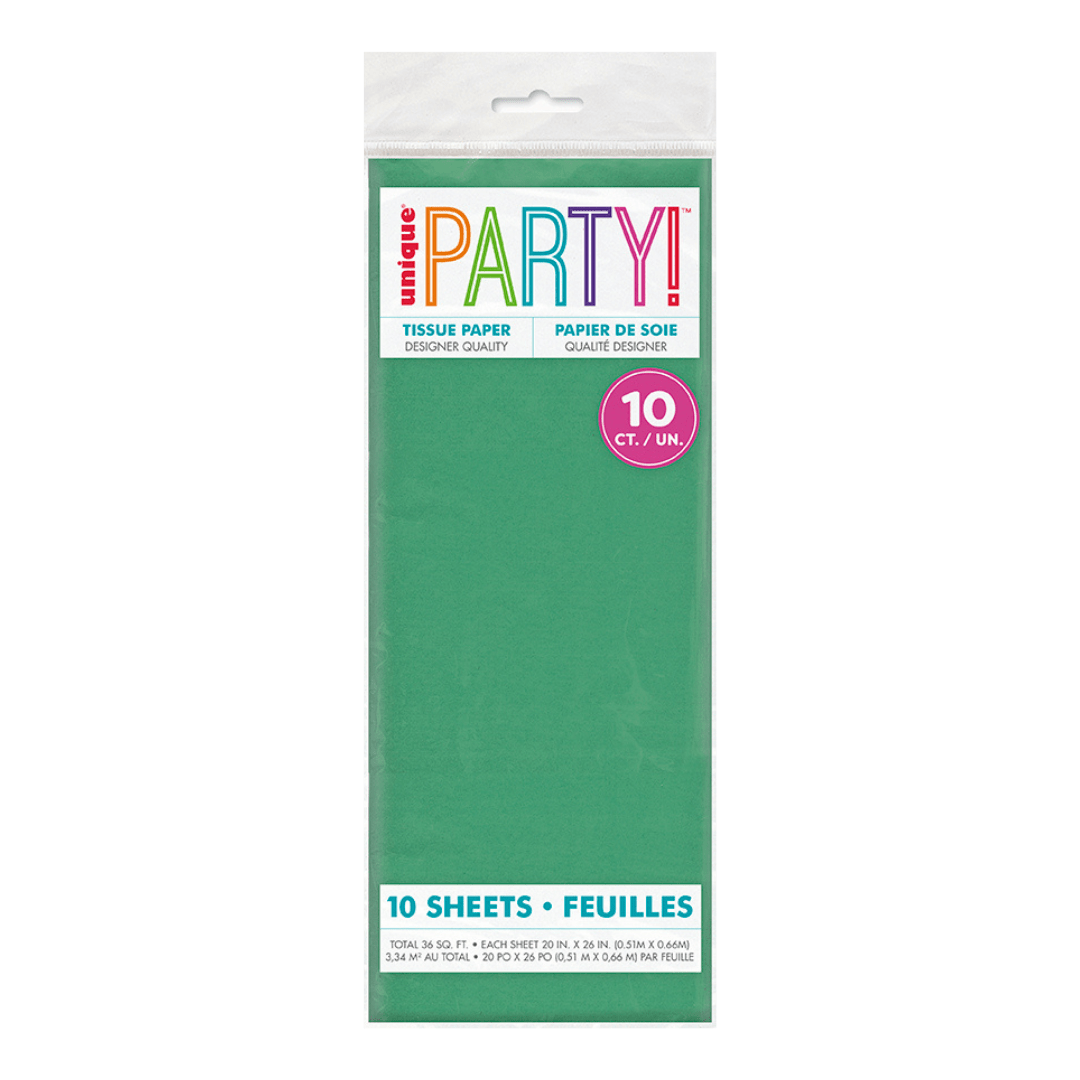 Green tissue paper pack for birthday theme from Parte Haus party supply store in Bethesda Maryland