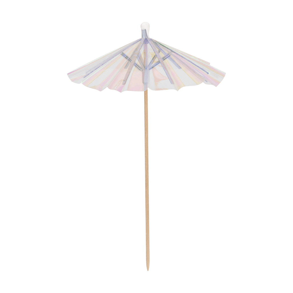 pastel cocktail umbrella with wooden stick for tropical theme from Parte Haus party supply store in Bethesda MD