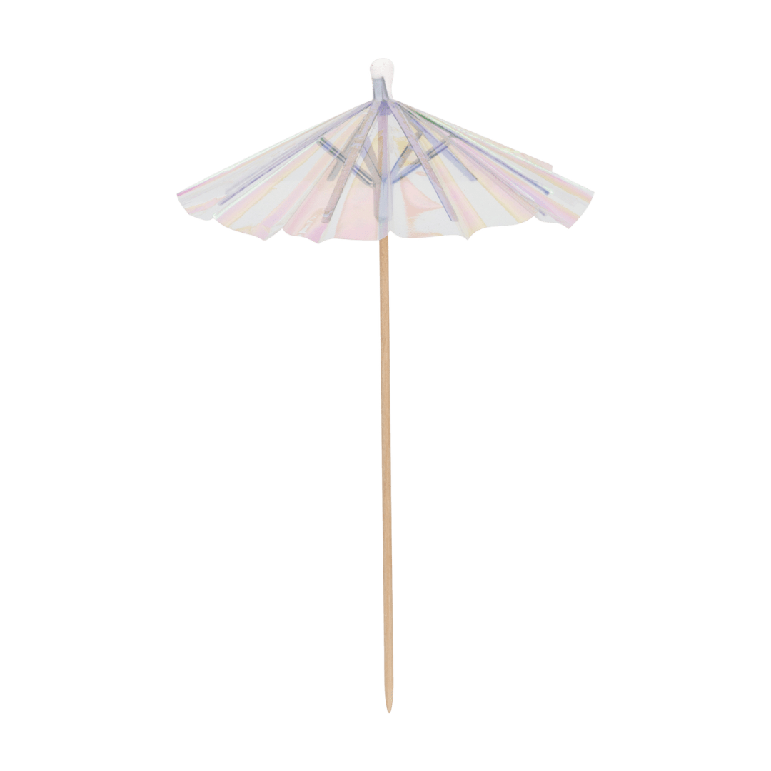 pastel cocktail umbrella with wooden stick for tropical theme from Parte Haus party supply store in Bethesda MD