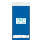 Blue plastic tablecover rectangle package celebration decor from Parte Haus party supply store in Bethesda Maryland