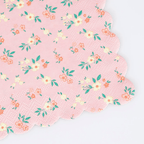 Pink floral napkin with scalloped edges for spring celebration from Parte Haus party supply store in Bethesda MD