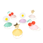 Pastel paper party hats with daisy star and cherry designs for birthday from Parte Haus party supply store in Bethesda MD