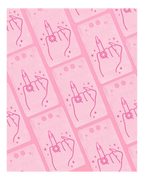 Pink jewelry card with hand and ring graphic bridal bachelorette from Parte Haus party supply store in Bethesda MD