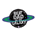 Black and green Best Dad in the Galaxy balloon for Father’s Day space theme from Parte Haus party supply store in Bethesda MD