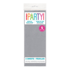 Silver metallic tissue paper pack with five sheets for celebrations from Parte Haus party supply store in Bethesda MD