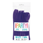 Purple plastic cutlery set for birthday from Parte Haus party supply store in Bethesda MD