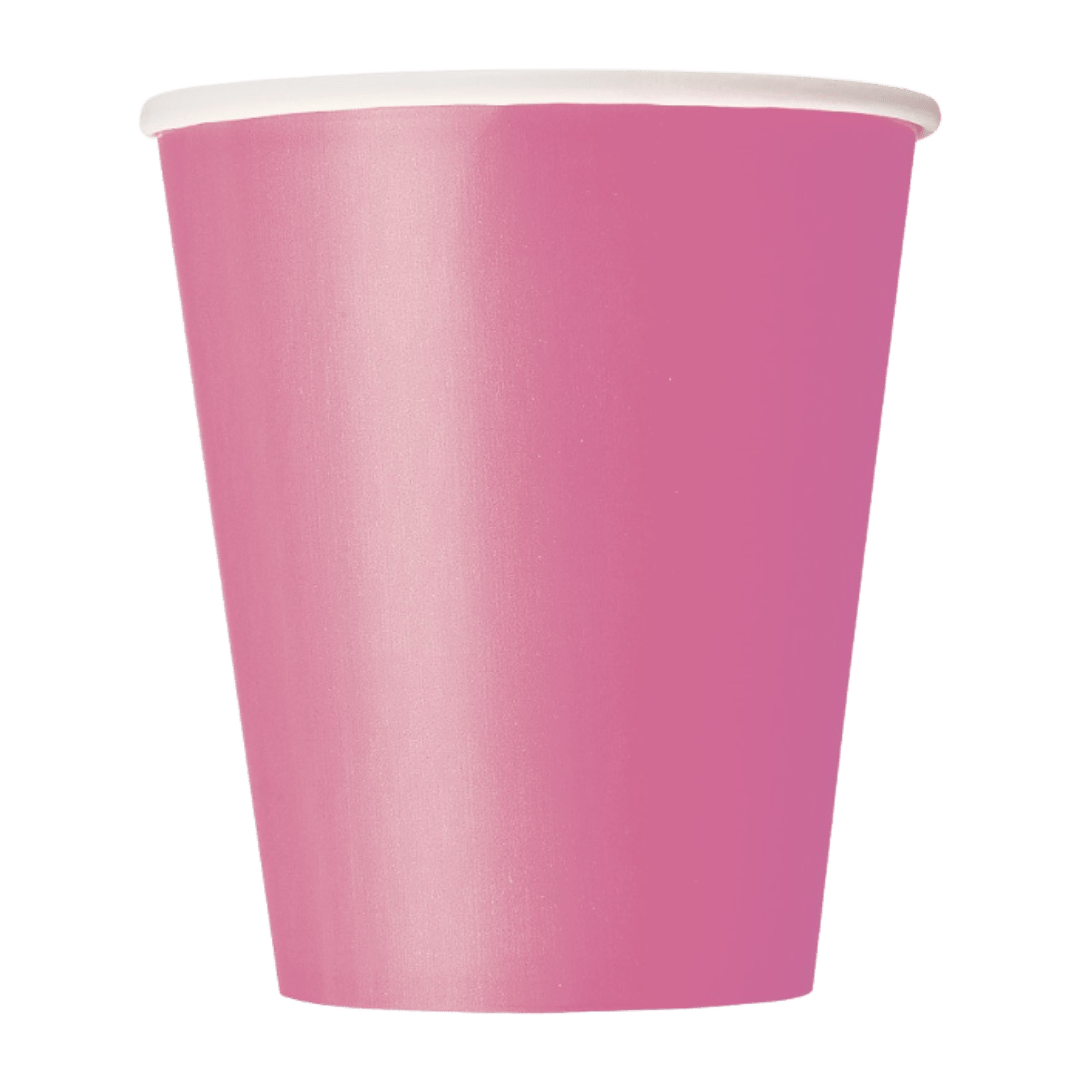 Pink paper cup with smooth finish for birthday from Parte Haus party supply store in Bethesda Maryland