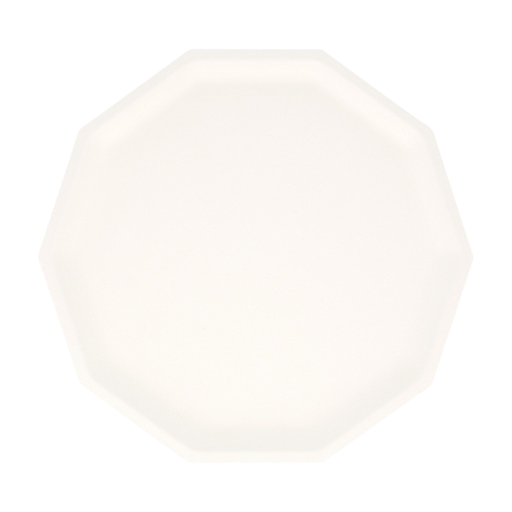 White octagon plate with simple modern design from Parte Haus party supply store in Bethesda Maryland