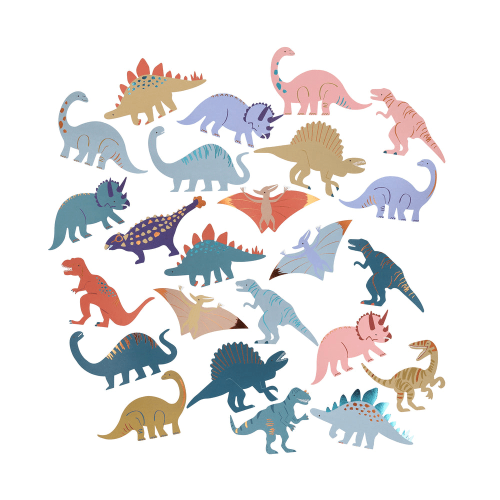 Colorful dinosaur cutouts dinosaur theme decorations for kids from Parte Haus party supply store in Bethesda MD