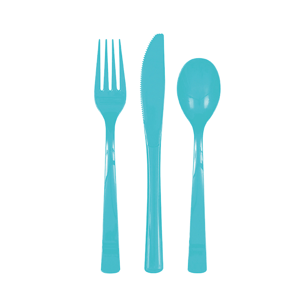 blue plastic cutlery set fork knife spoon tableware for birthdays from Parte Haus party supply store in Bethesda MD