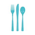 blue plastic cutlery set fork knife spoon tableware for birthdays from Parte Haus party supply store in Bethesda MD