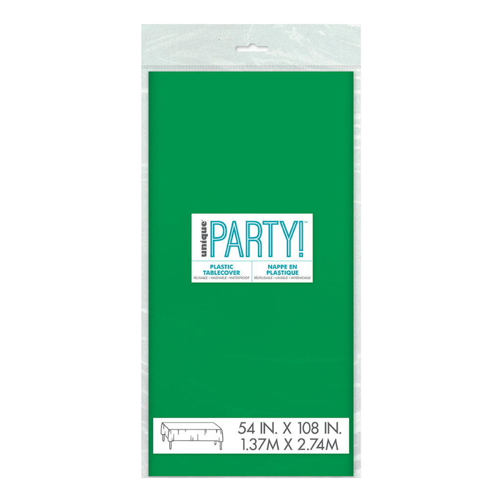 Green plastic tablecover with simple packaging birthday theme from Parte Haus party supply store in Bethesda MD
