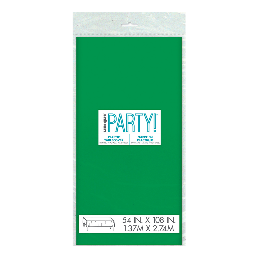 Green plastic tablecover with simple packaging birthday theme from Parte Haus party supply store in Bethesda MD