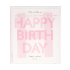 Pink happy birthday garland banner birthday theme from Parte Haus party supply store in Bethesda Maryland