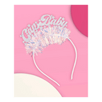 Silver glitter headband with Cup Baby text and star details baby shower from Parte Haus party supply store in Bethesda Maryland