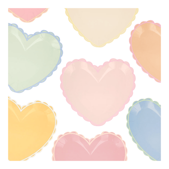 Pastel heart plates with scalloped edges for birthday theme from Parte Haus party supply store in Bethesda MD