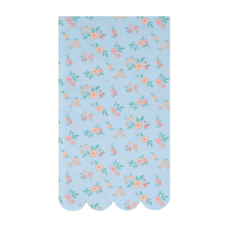Light blue floral napkin with scalloped edge spring theme from Parte Haus party supply store in Bethesda MD