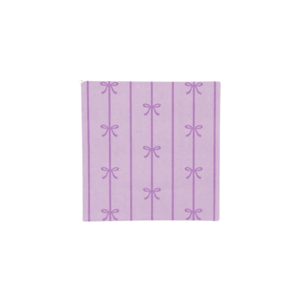 Lavender napkin with bow pattern birthday theme from Parte Haus party supply store in Bethesda MD