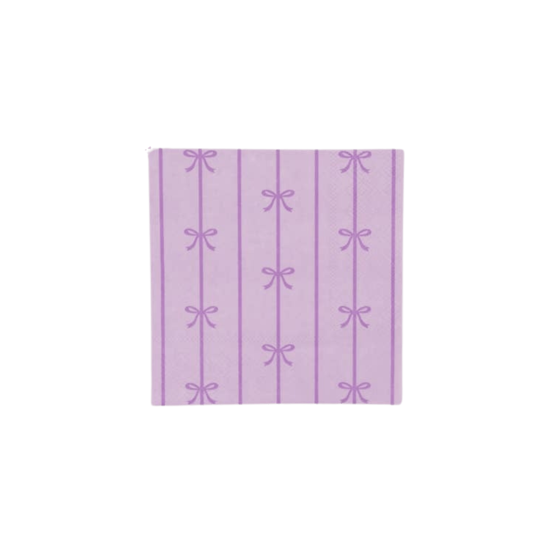 Lavender napkin with bow pattern birthday theme from Parte Haus party supply store in Bethesda MD