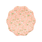 Peach floral scalloped plate spring theme from Parte Haus party supply store in Bethesda Maryland