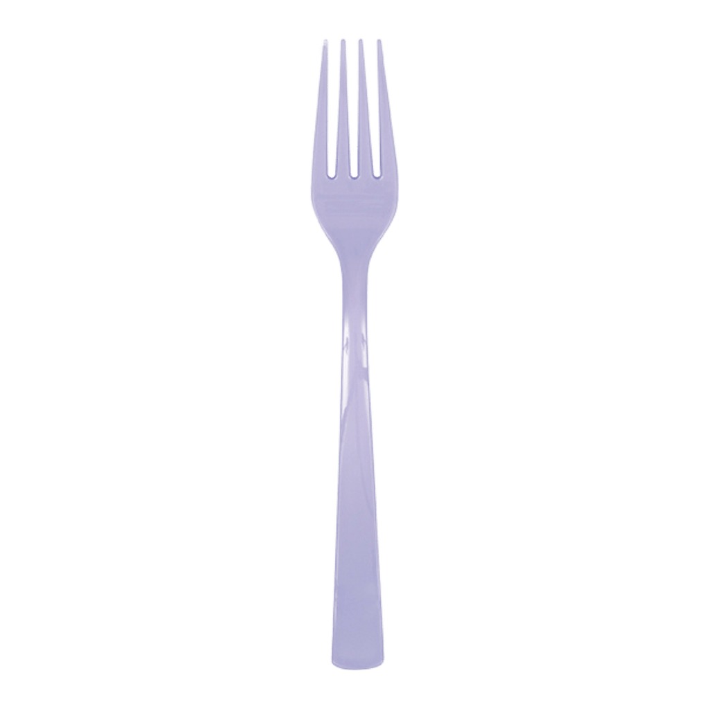 Lavender plastic fork single-use flatware for celebrations from Parte Haus party supply store in Bethesda Maryland