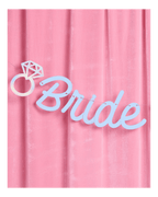 Blue bride banner with diamond ring shape for bridal shower from Parte Haus party supply store in Bethesda MD