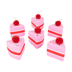 Pink cake slice favor boxes with red cherry toppers birthday theme from Parte Haus party supply store in Bethesda MD