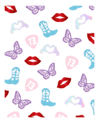 Multicolor confetti with boots lips hearts butterflies for birthday from Parte Haus party supply store in Bethesda MD