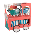 Red blue and white train cupcake kit with train toppers birthday theme from Parte Haus party supply store in Bethesda MD.