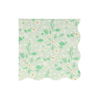 Mint green floral napkin with scalloped edges for spring from Parte Haus party supply store in Bethesda MD.
