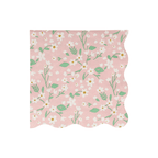 Pink floral napkin with white flowers and green leaves spring theme from Parte Haus party supply store in Bethesda MD.